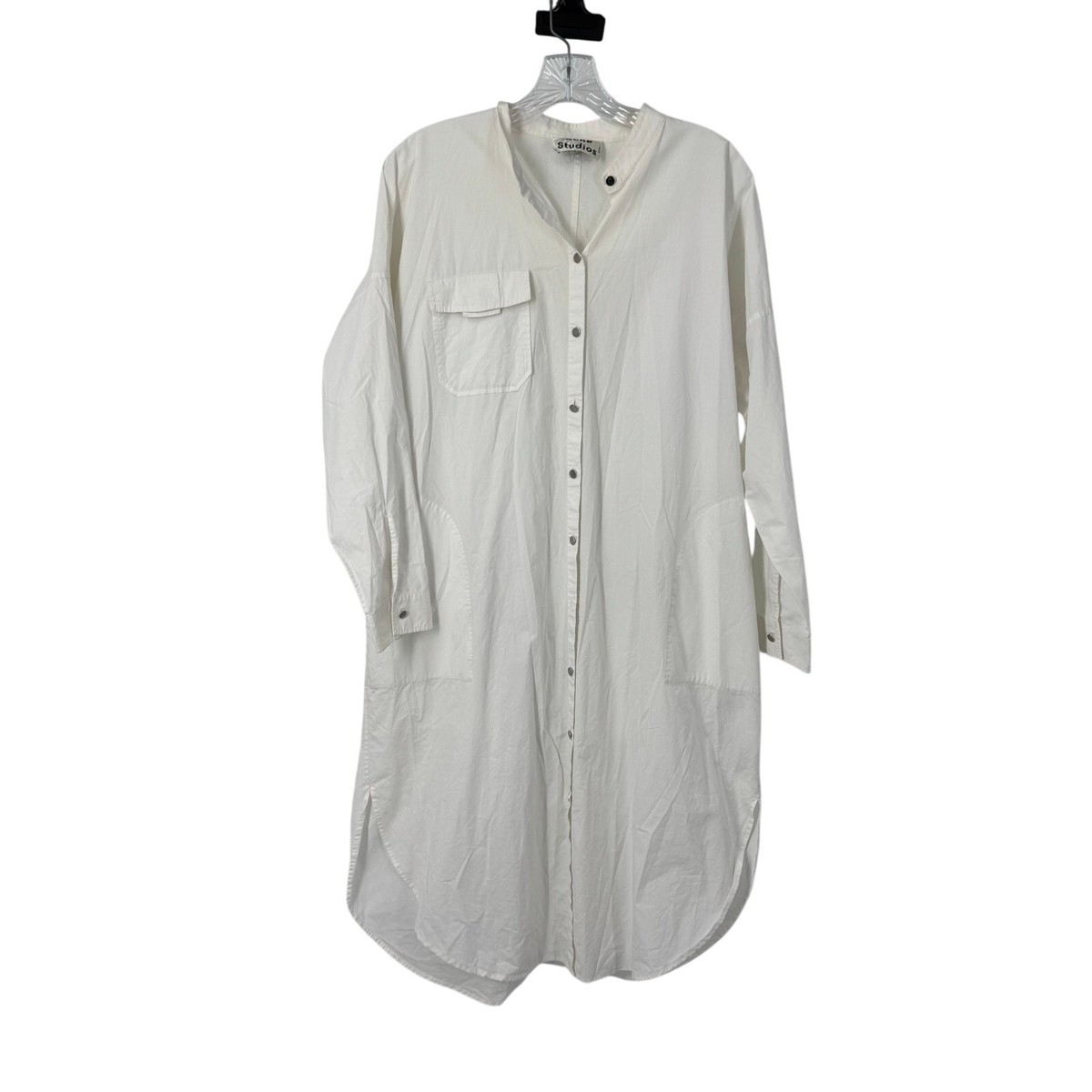 ACNE STUDIOS Leavy White Poplin Shirt Dress 34 XS Oversized 100% Cotton READ View 2