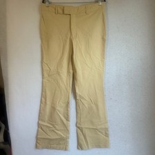 Urban Outfitters Womens Pale Yellow Flare Leg Trousers Size 14 Stretch Viscose