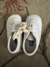 Children's Toddler Unisex White Leather Cap Toe Keds Kids Size 4.0