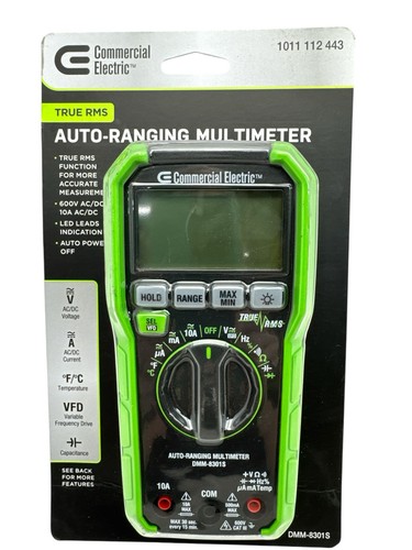 Commercial Electric 600V True RMS Auto Ranging Digital Multimeter DMM ...