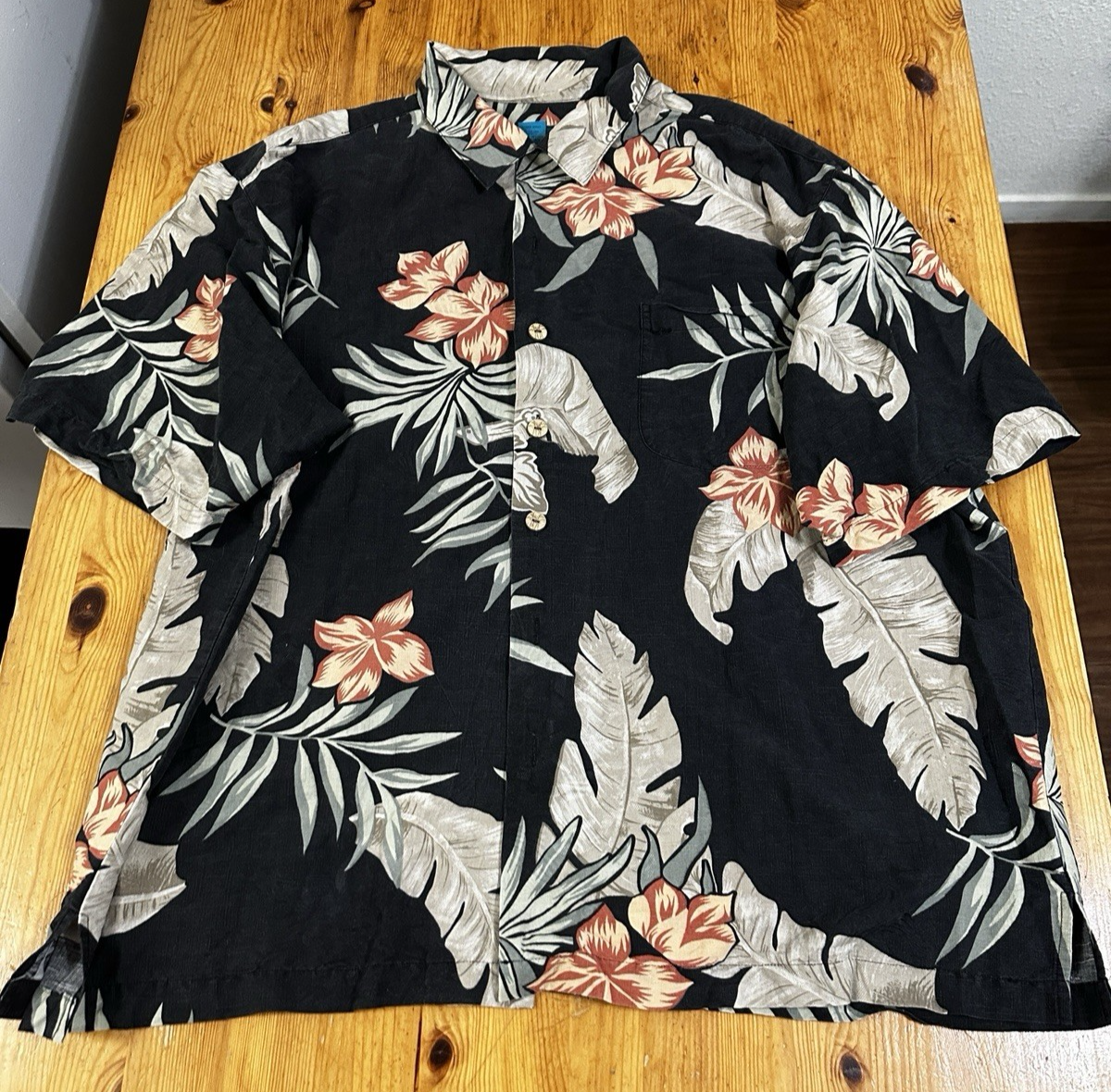 Paradise Blue Hawaiian Shirt 2XL Silk Multicolor Short Sleeve Button Down Aloha