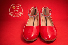 GIRLS RED RHINESTONE STRAP DRESS SHOES MARY JANE SIZE 1 NEW CUTE