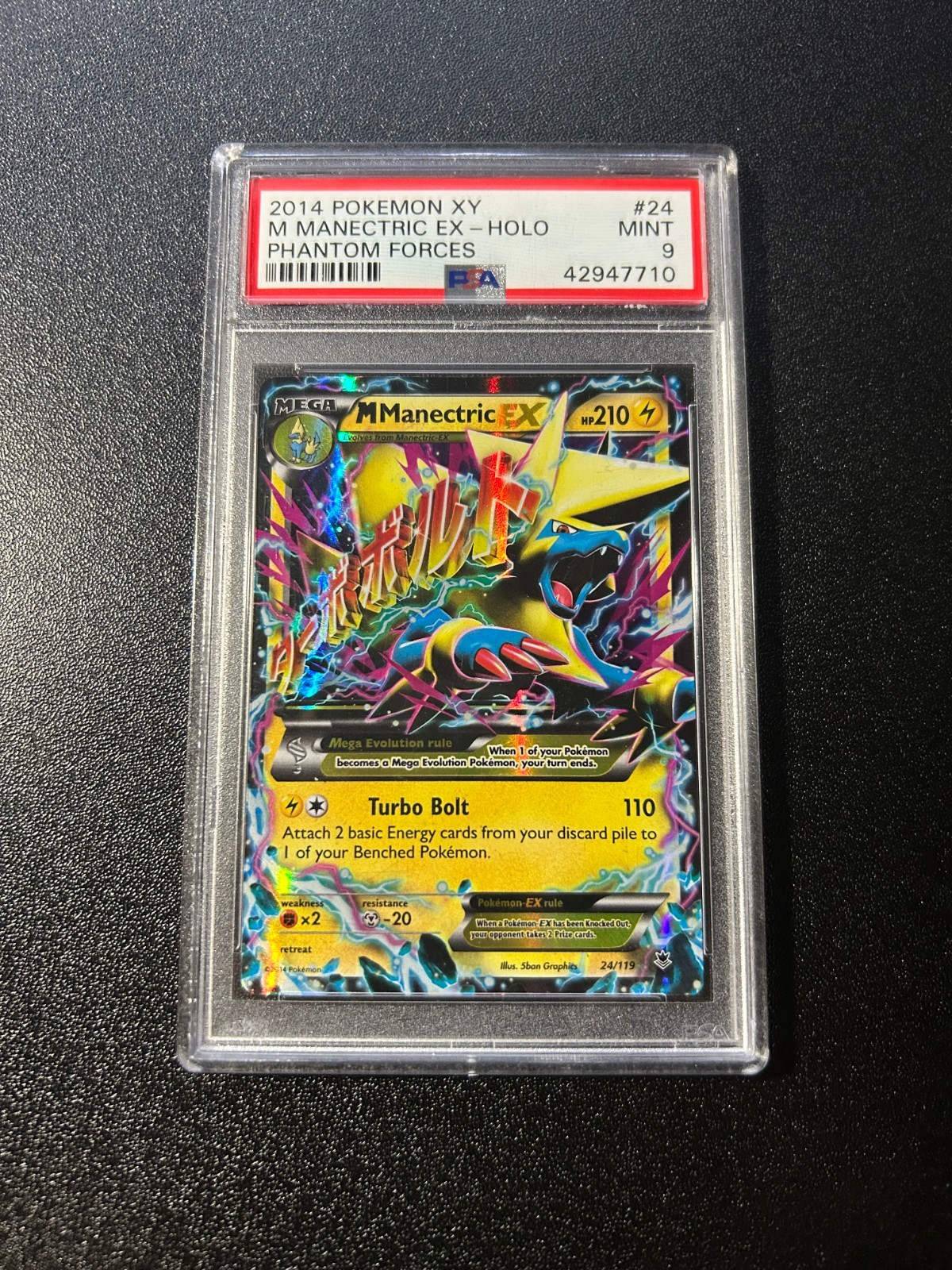 Pokemon MEGA M Manectric EX #24 Ultra Rare XY Phantom Forces - PSA 9 - LOW POP