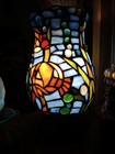 Stained Glass Mosaic Table Lamp w/ Multicolor Shade, Wall Plug-In, Metal — photo 2