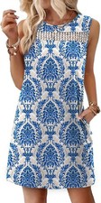 Dress Women's Polyester, Spandex Size XXL Print 02 Crew Neck Pull On Mid Waist
