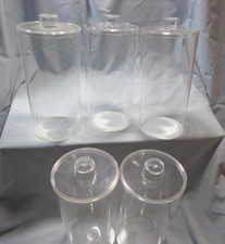 5 Acrylic Display Cases 8" Clear Plastic Round with Lids Beanie Baby Figures etc