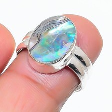 Natural Abalone Shell Gemstone 925 Sterling Silver All Size Ring For Gift