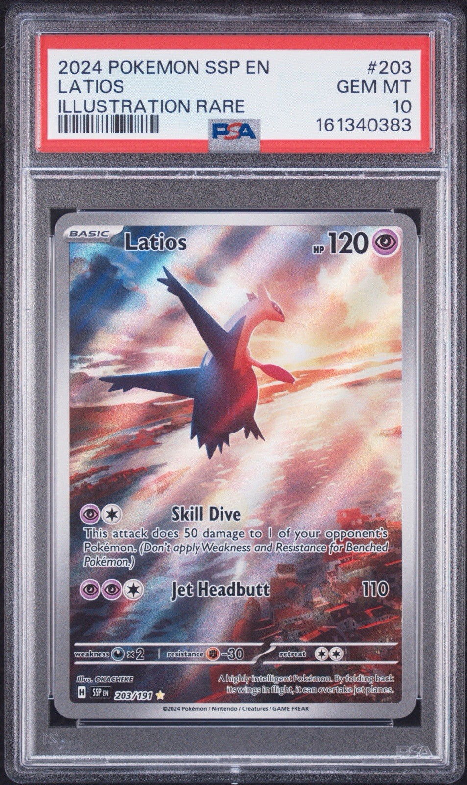 2024 POKEMON SSP EN-SURGING SPARKS ILLUSTRATION RARE #203 LATIOS PSA 10