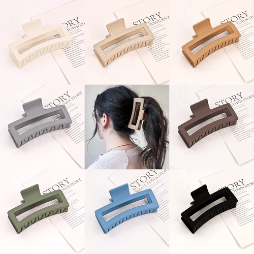 5 Inch Extra Large Claw Clips 8PCS XL Square Hair Clips Matte Rectangular Str - Picture 5 of 8