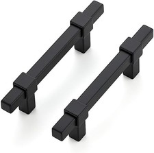 3 Pack Black Cabinet Handles - 3" Hole Center Cabinet Pulls Matte Black Drawer