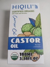 HIQILI Castor Oil Organic Cold Pressed Unrefined Glass Bottle, 3.38 oz, EX 2028