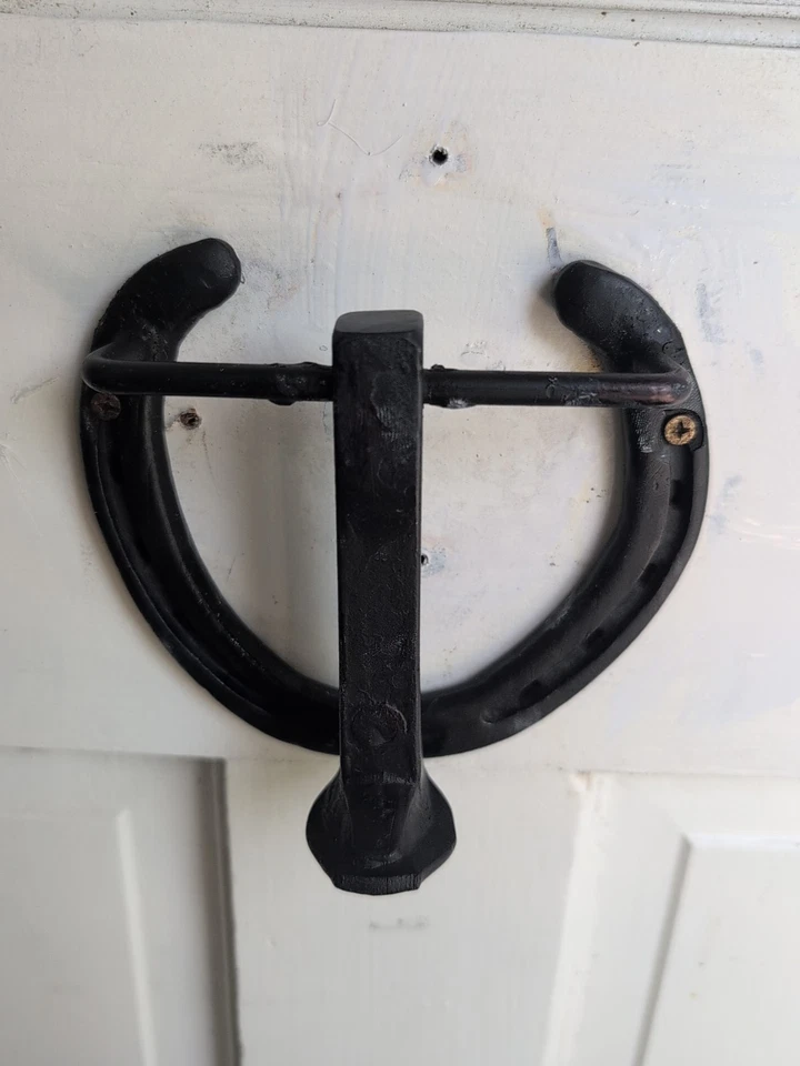 ANTIGUA ALDABA DE PUERTA DE HIERRO FORJADO A MANO BLACKSMITCHED 5 3/4" ESTILO COLONIAL Foto 3 de 4