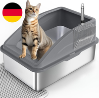Furtime Katzenklo Edelstahl Xxl, Katzentoilette Edelstahl 35L Katzenklo Groß Mit