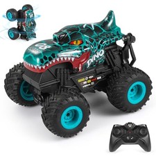 Remote Control Car, 2.4Ghz All Terrain Dinosaur Monster Truck Cyan Dinosaur