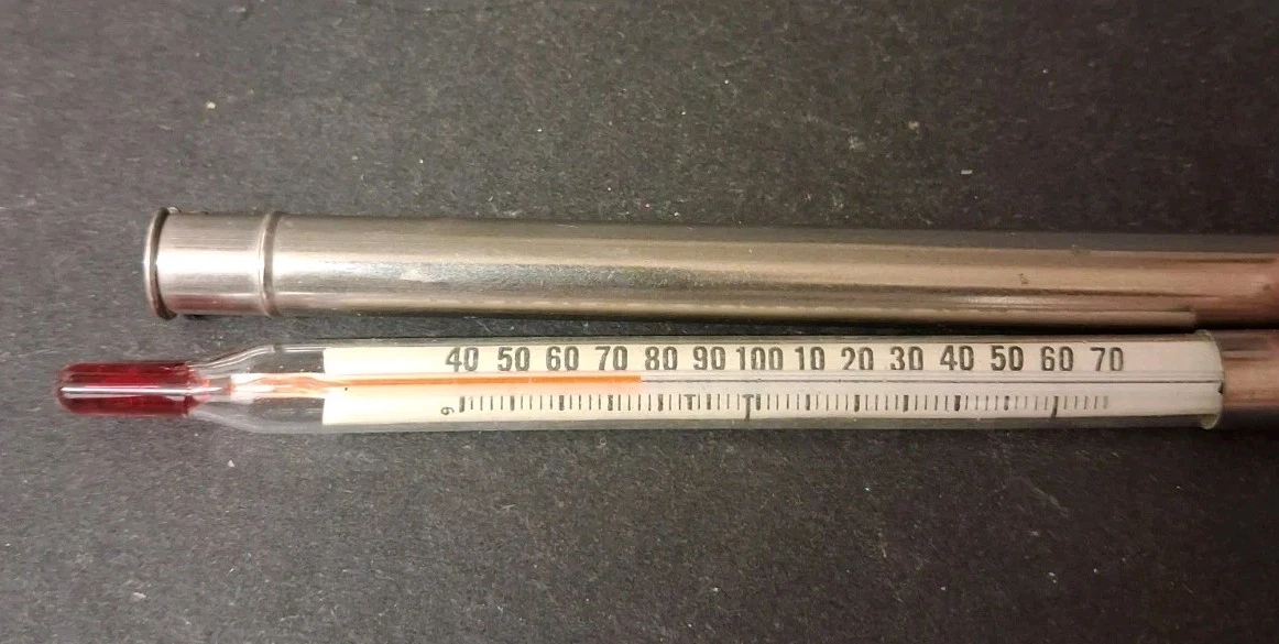 Vintage Pocket Baby Bath Thermometer In Original Case