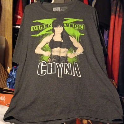 WWE Authentic Chyna D-Generation X Shirt Gray/Green Size XL