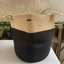 Large Blanket Basket, 20"x18  Woven Storage Baskets With Handle, Cotton Rope ...