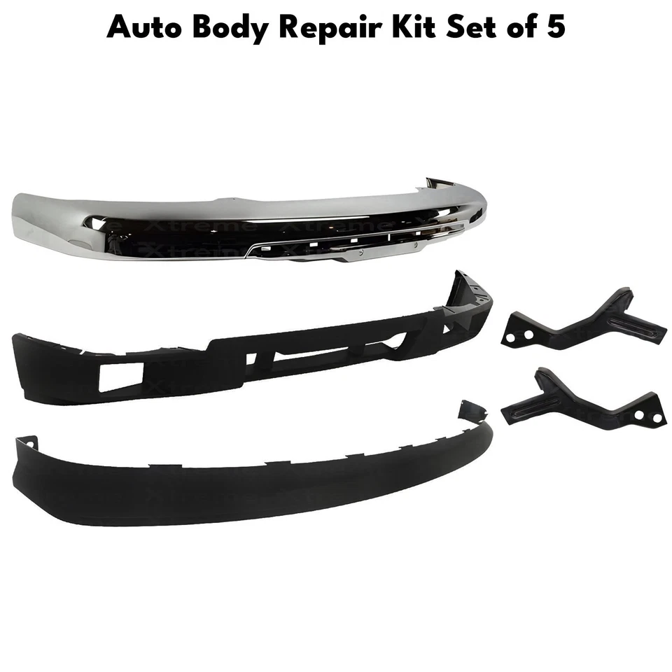 Front Bumper Chrome & Brackets Kit For 2004-2012 Chevrolet Colorado / GMC Canyon - Imagem 2 de 4