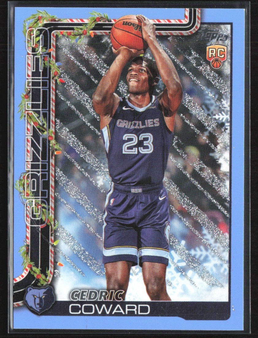 Cedric Coward 2025-26 Topps Holiday Light Blue & White Glitter RC #H171 Memphis
