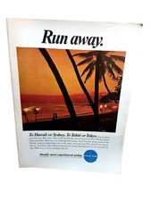 1967 Pan Am Run Away Ad Vintage Airline Travel Print Hawaii Sydney Tokyo
