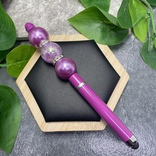 Handmade Acrylic  Rhinestone Beaded Stylus Pen Black Ink New Free Ship C1768