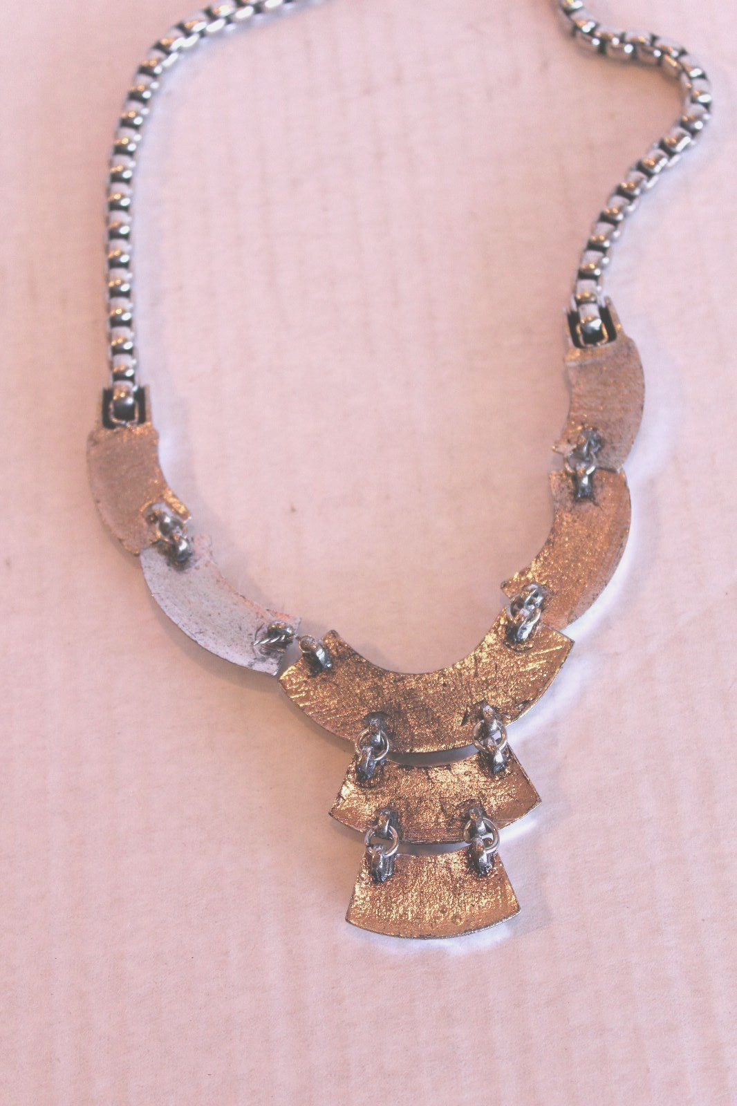 Zebra Pattern Silver Tone Bib Statement Necklace … - image 6