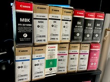 Lot Of 14 Canon PFI-301 Ink Sealed 300ml Ink Tanks