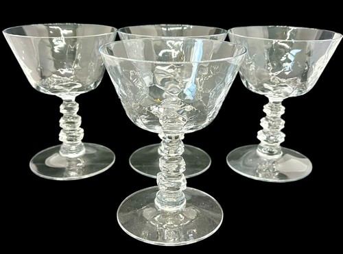 VTG Cambridge Virginian Champagne/Tall Sherbet Glasses Optic Bowl Wafer Stem 30s - Picture 2 of 12