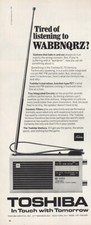 1970 Toshiba Radio: Tired of Listening to WABBNQRZ Vintage Print Ad