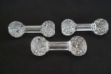 VINTAGE AMERICAN BRILLIANT CUT GLASS CRYSTAL KNIFE REST SET OF 3 HOBSTAR BARBELL