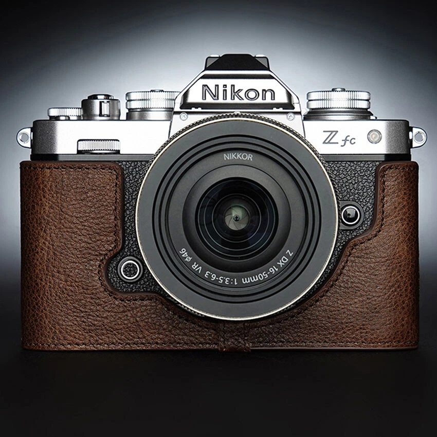 2024 Lujo Hecho a Mano Cuero Genuino Media Cámara Estuche Cubierta Bolso para Nikon ZFC Foto 3 de 4