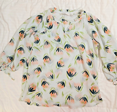 LC Lauren Conrad Floral Design Light & Flowy Sheer Blouse Medium 