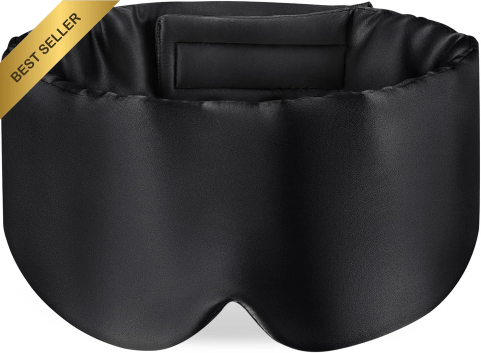 100% Mulberry Silk Sleep Mask Large Adjustable Headband Total Blackout