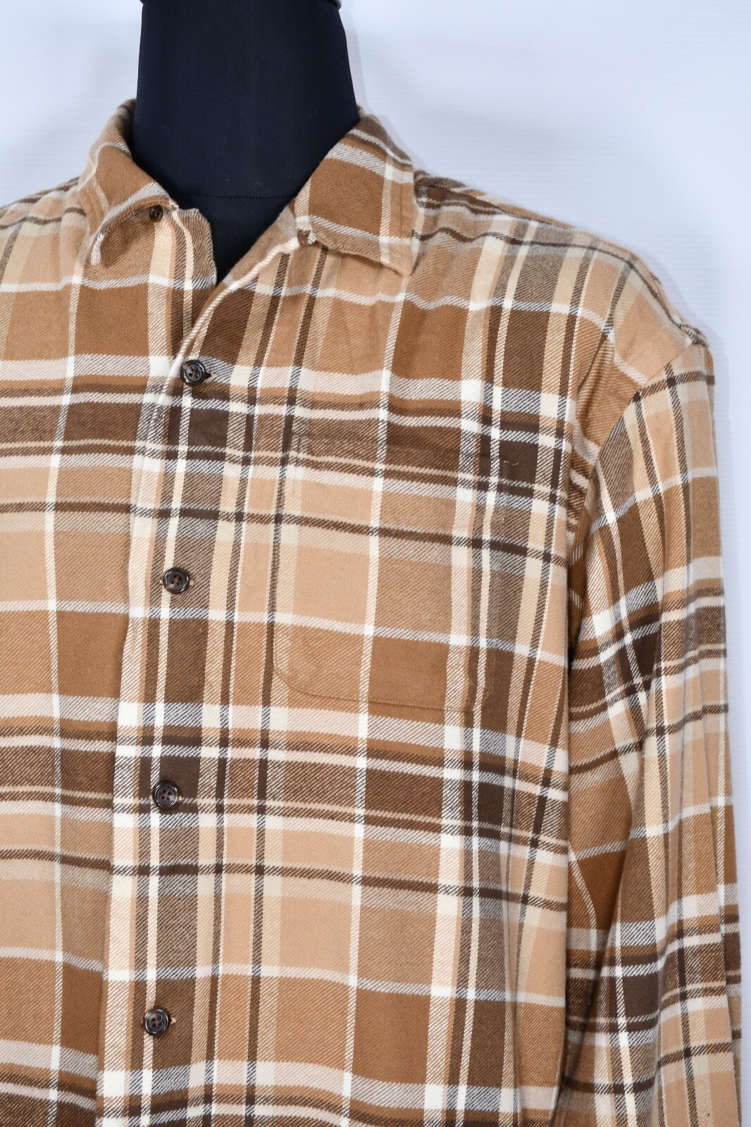 Polo Ralph Lauren Brushed Flannel Checked Shirt Khaki/Brown size L thumbnail 2
