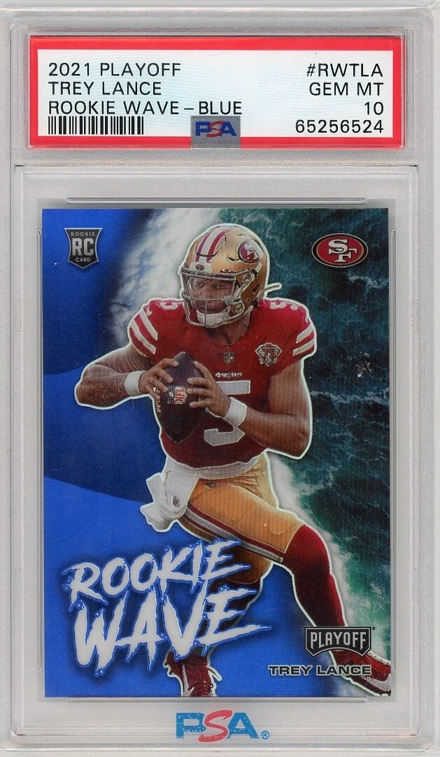 Trey Lance Panini Playoff Rookie Wave #RWTLA Blue