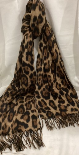 Leopard / Cheetah Print Classic Scarf Wrap Fringe 78” X 28” Extremely Soft NEW - 第 4/5 張圖片