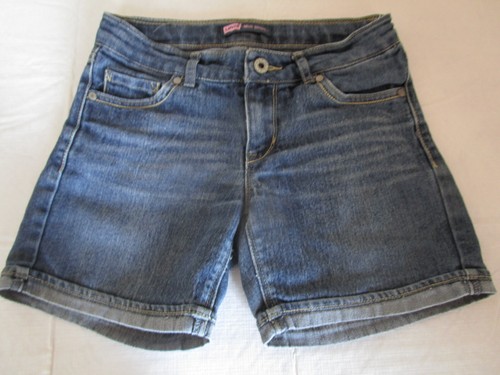 Levi's Youth Girl's Midi-Short Cuffed Denim Shorts Adjustable Waist Size 12 - Picture 1 of 9