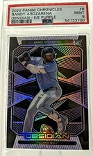 2020 Panini Chronicles Obsidian Randy Arozarena Purple Etch 18/99 PSA 9
