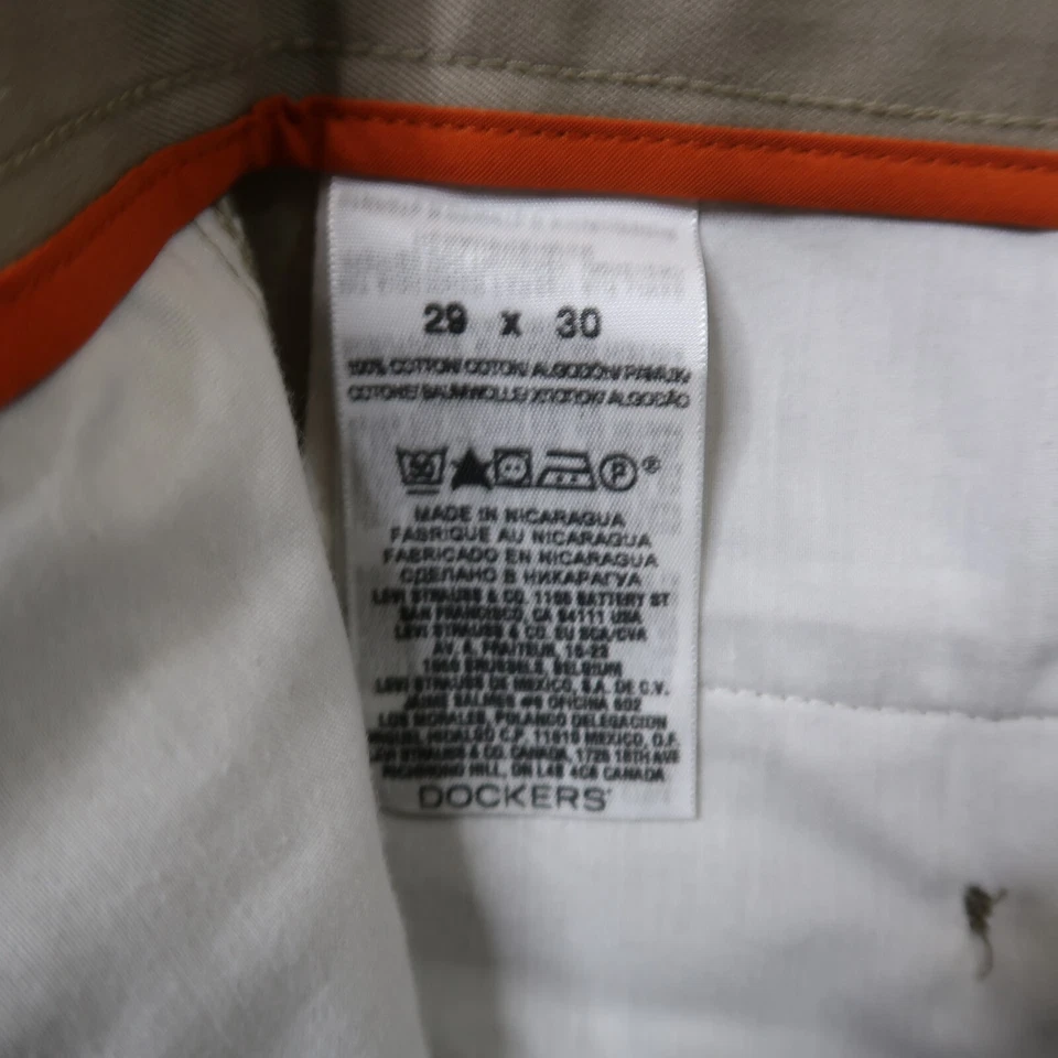 Dockers D1 Straight Fit Khaki Pants Men's 29x30 Flat Front Beige - Image 4 of 4