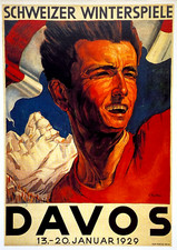 Postcard 1928 Winter Olympics Davos Switzerland ERNST THOMMEN Sport January 1929