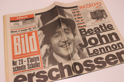 BILDzeitung 10.12.1980 Dezember Beatle John Lennon erschossen tot