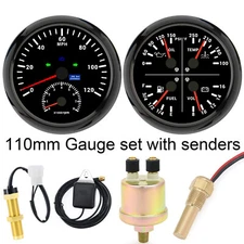 110mm GPS Speedometer 0-120MPH with Tachometer 0-8000RPM 4in 1 Gauge with Sender