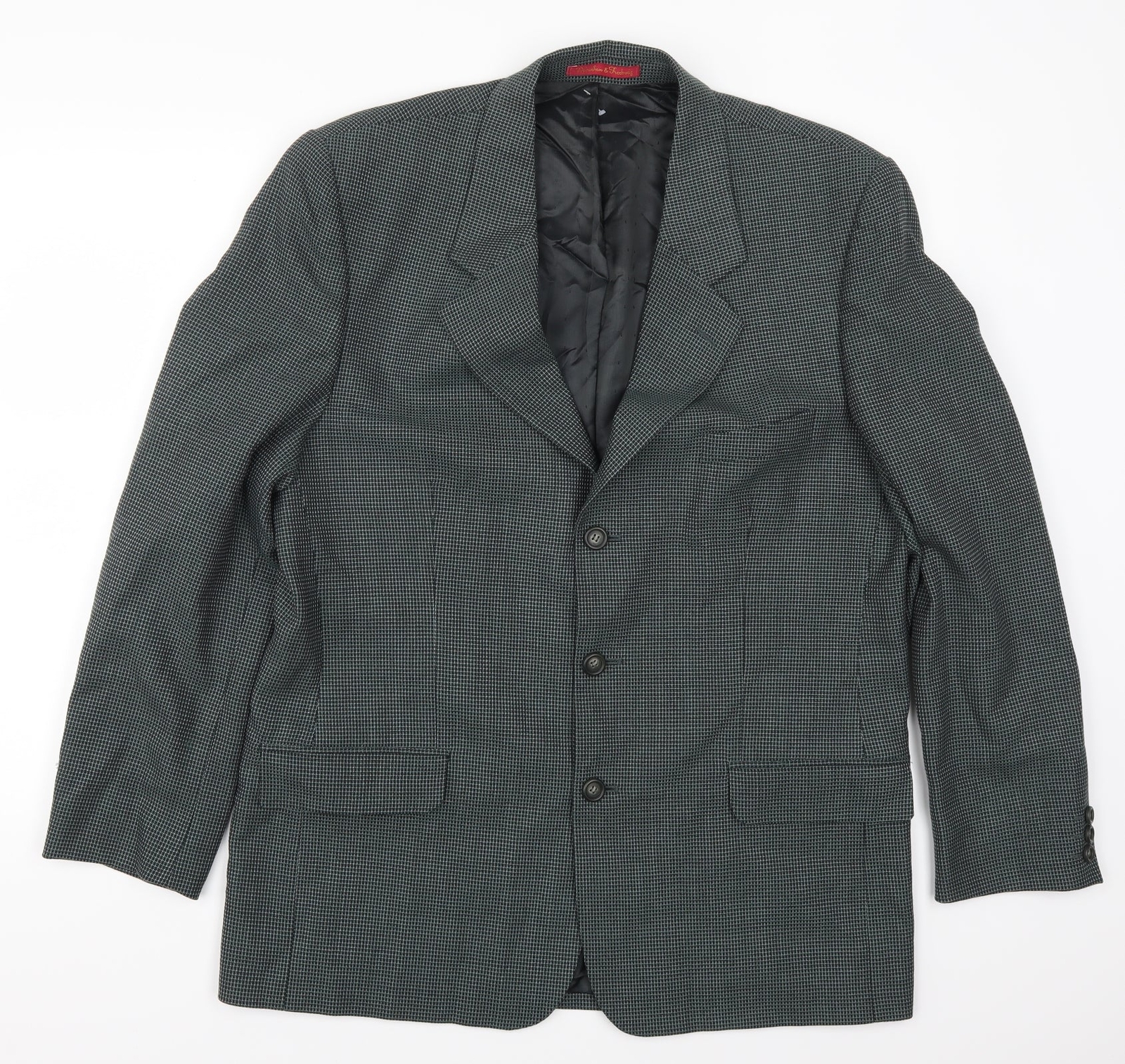 Debenham & Freebody Mens Green Check Wool Blend Suit Jacket Size 42