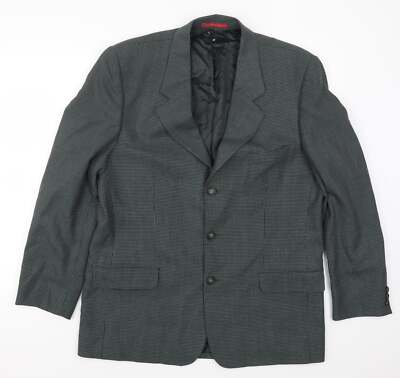 Debenham & Freebody Herren Anzugjacke grün kariert Wollmischung Größe 42