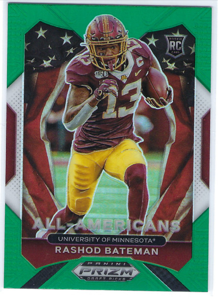 2021 Panini Prizm Draft Picks Rashod Bateman All-Americans Green Prizm RC #196