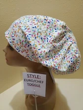 Christmas Lights (cream) Women's Euro/Chef Surgical Scrub Hat/Cap Handmade