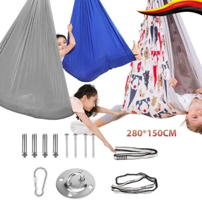 MARKENLOS Komfortable Indoor Schaukel für Kinder Sensorische Therapie Hängematte Baumwolle