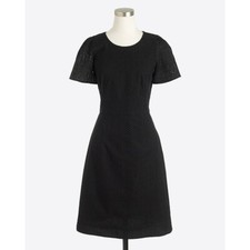 J. Crew Eyelet Dress Black Flutter Sleeve Mini Dress Size 6