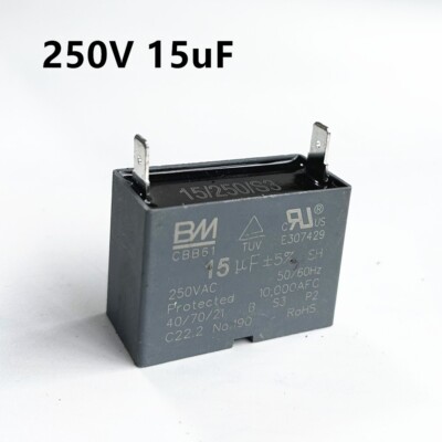 CBB61 15UF 250V 250VAC 15MFD Fan Motor Insert Capacitor 15 μF ± 5% 2 Pins