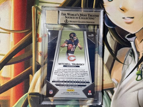 2017 Mitchell Trubisky Prizm Football Pink Rookie Auto RC Steelers BGS 9.5 GEM - Picture 6 of 7